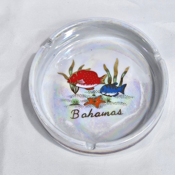 Other - Vintage Lustreware Bahamas Travel Souvenir Ashtray Iridescent 1940's - 1960s